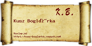 Kusz Boglárka névjegykártya
